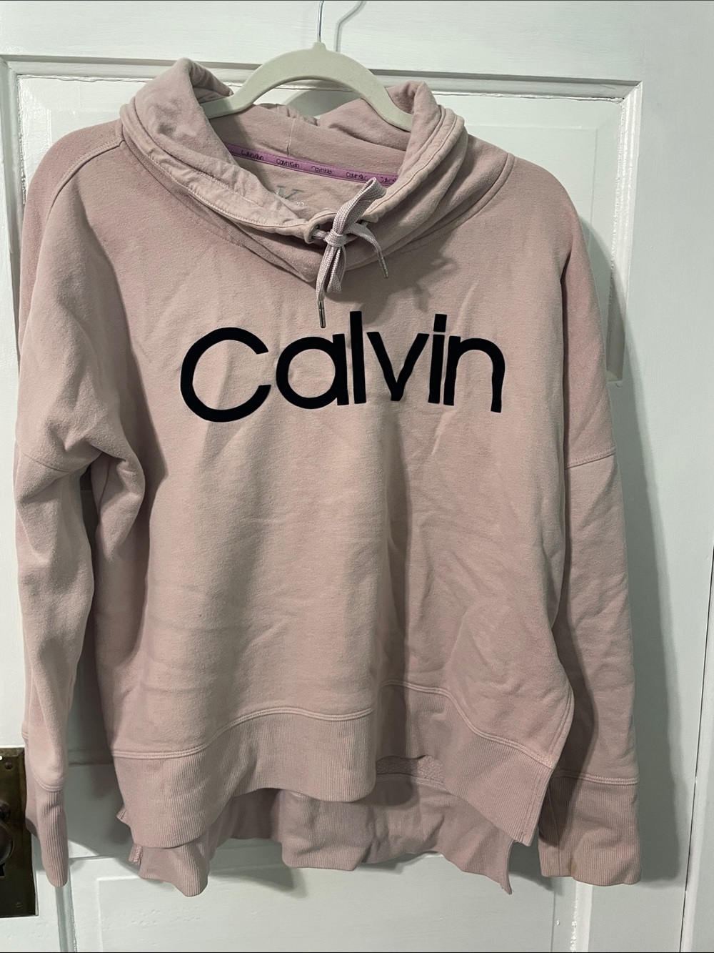Calvin Klein Pale Pink Funnel Neck Logo Pullover